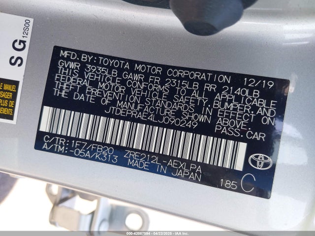JTDEPRAE4LJ090249 Toyota COROLLA LE