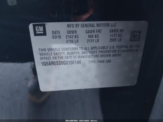 1G6AR5SS8G0156144 Cadillac Cts Luxury Collection