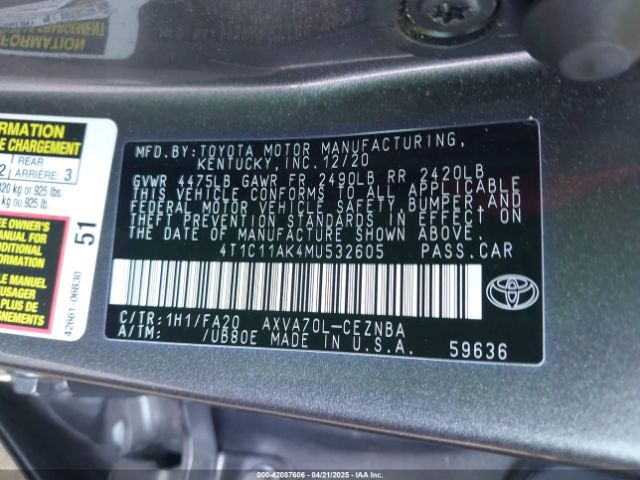 4T1C11AK4MU532605 Toyota CAMRY LE