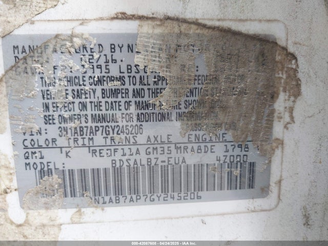 3N1AB7AP7GY245206 Nissan SENTRA S