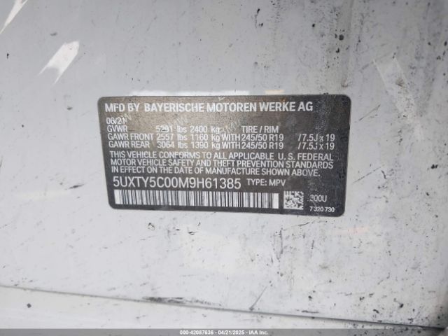 5UXTY5C00M9H61385 BMW X3 Xdrive30i