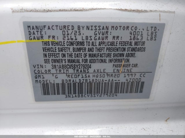 3N1AB8CV5SY279204 Nissan SENTRA SV