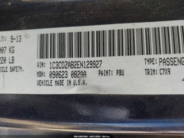 1C3CDZAB2EN129927 Dodge AVENGER SE