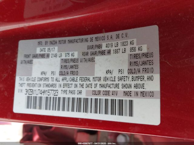 3MZBN1U74HM157723 Mazda Mazda3 4-door Sport