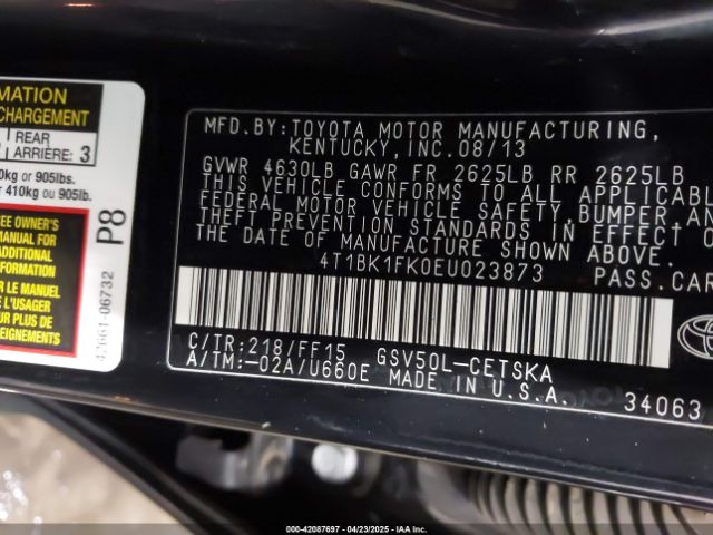 4T1BK1FK0EU023873 Toyota CAMRY SE