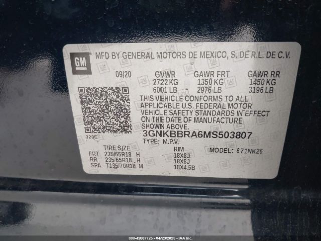 3GNKBBRA6MS503807 Chevrolet lcv