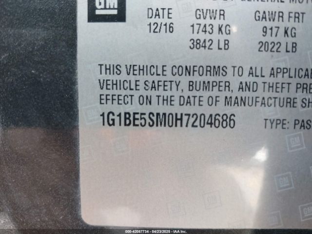1G1BE5SM0H7204686 Chevrolet Cruze Lt Auto