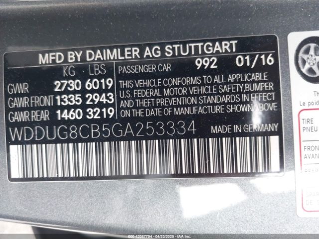 WDDUG8CB5GA253334 Mercedes-Benz S 550