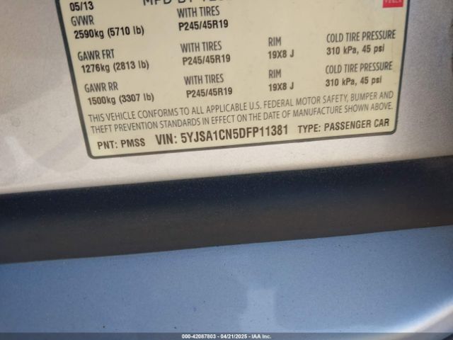 2013 TESLA MODEL S 5YJSA1CN5DFP11381 Photo 8