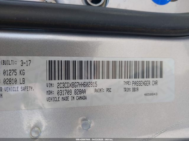 2C3CDXBG7HH602815 Dodge Charger Se Rwd