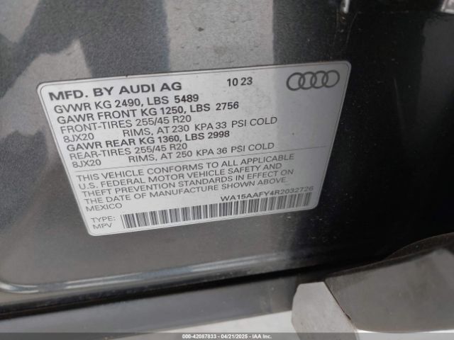 WA15AAFY4R2032726 Audi Q5 Sportback Premium Plus 45 Tfsi S Line Quattro S Tronic