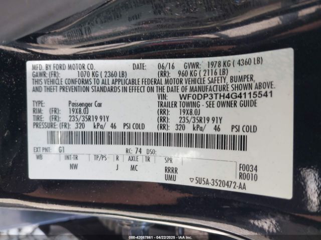 WF0DP3TH4G4115541 Ford FOCUS RS