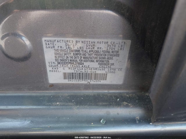 3N1CE2CP9HL376524 Nissan Versa Note Sv