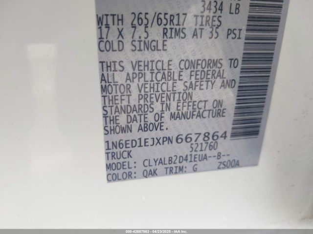 1N6ED1EJXPN667864 Nissan Frontier Sv 4x2