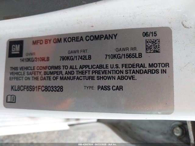 KL8CF6S91FC803328 Chevrolet Spark 2lt Cvt