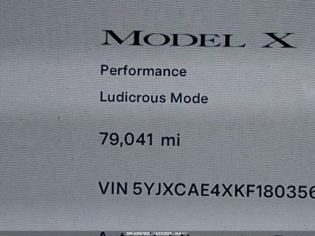 5YJXCAE4XKF180356 Tesla Model X P100d/performance