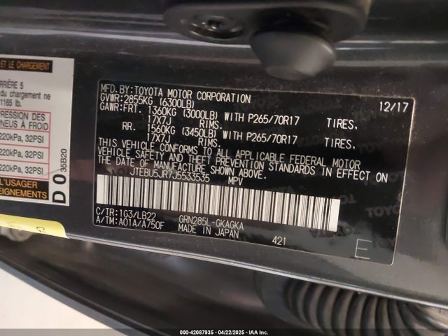 Toyota 1gr-fe 2018 JTEBU5JR7J5533535 Image 9