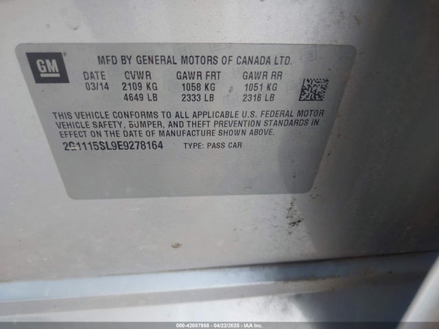 2G1115SL9E9278164 Chevrolet IMPALA 1LT