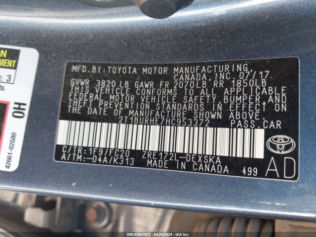 2T1BURHE7HC953372 Toyota 2zr-fe