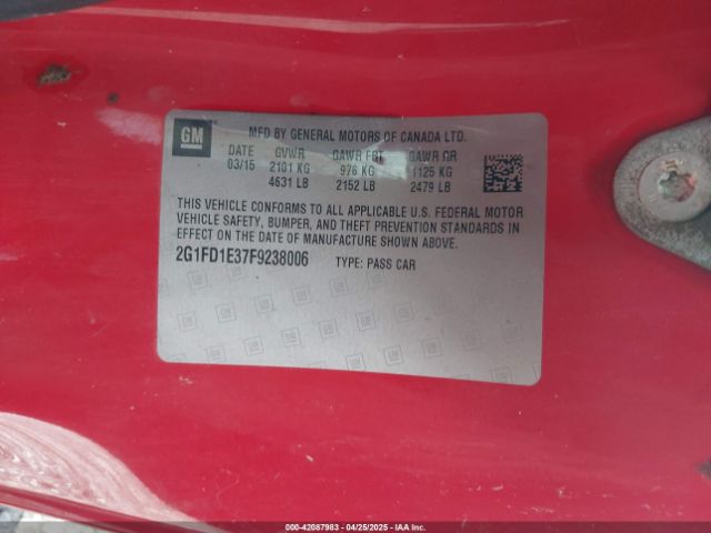 2G1FD1E37F9238006 Chevrolet Camaro 1lt