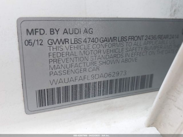 2013 AUDI A4 WAUAFAFL9DA062973 Photo 8