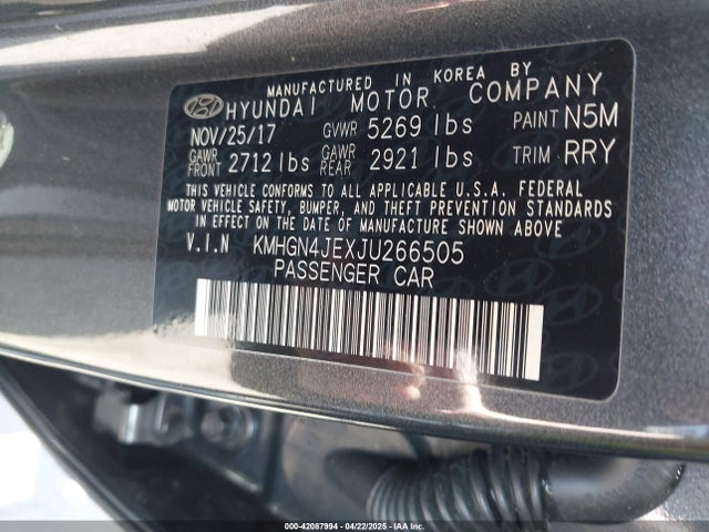 KMHGN4JEXJU266505 Genesis G80