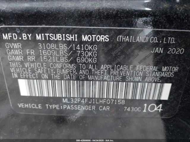 ML32F4FJ1LHF07158 Mitsubishi Mirage G4 Le
