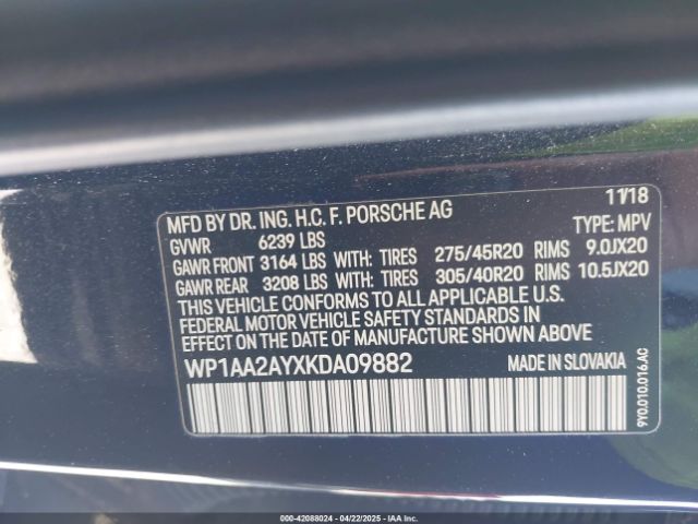 2019 PORSCHE CAYENNE WP1AA2AYXKDA09882 Photo 8