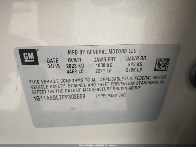 1G11A5SL7FF303569 Chevrolet Malibu 1fl