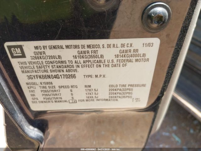 2004 CADILLAC ESCALADE ESV 3GYFK66N04G170266 Photo 8