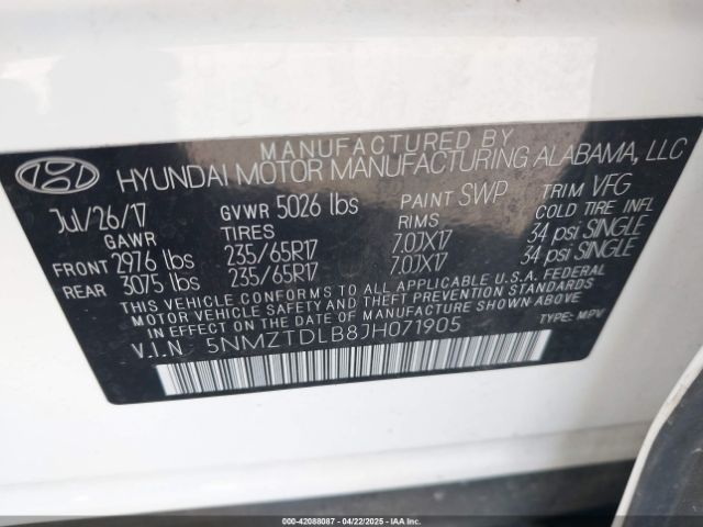 2018 HYUNDAI SANTA FE SPORT 5NMZTDLB8JH071905 Photo 8