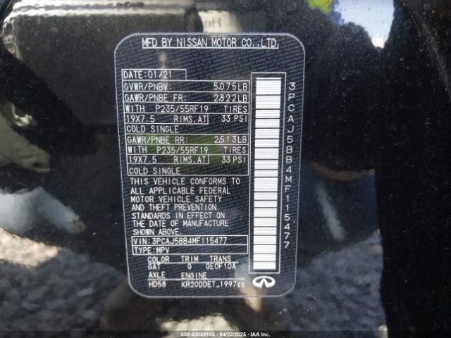 3PCAJ5BB4MF115477 Infiniti Qx50 Luxe Awd