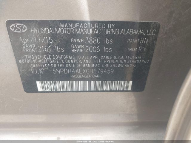5NPDH4AEXGH679459 Hyundai Elantra Value Edition