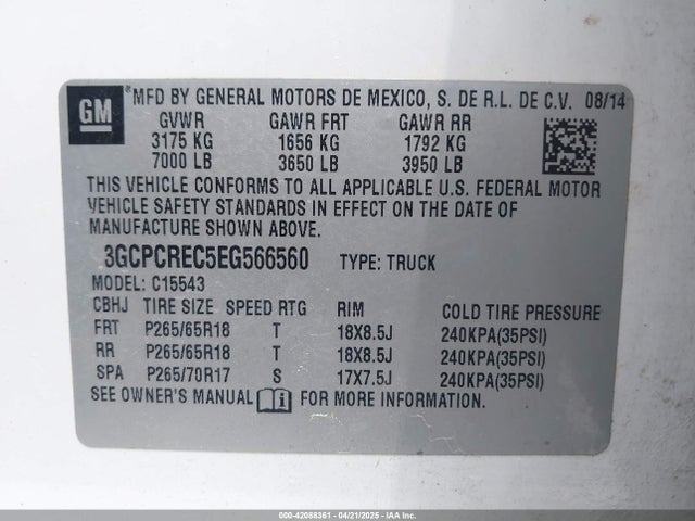 3GCPCREC5EG566560 Chevrolet Silverado 1500 1lt