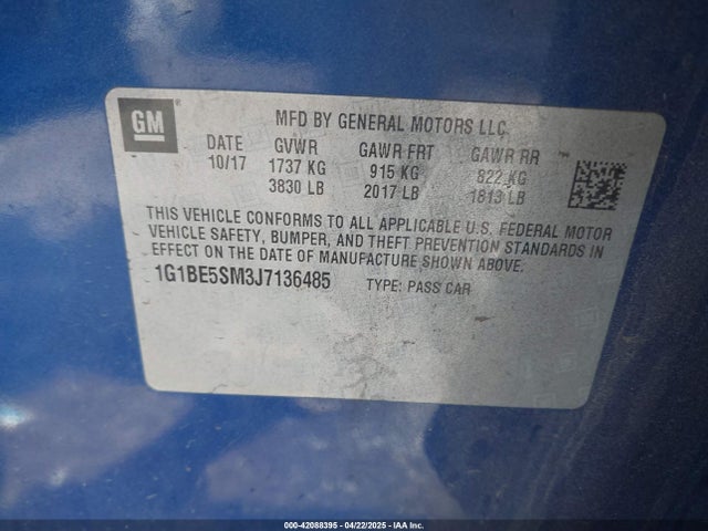 1G1BE5SM3J7136485 Chevrolet Cruze Lt Auto