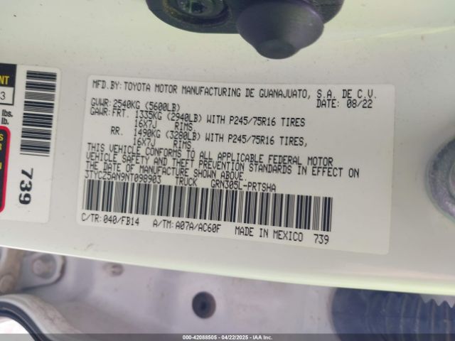 3TYCZ5AN9NT098903 Toyota Tacoma Sr V6