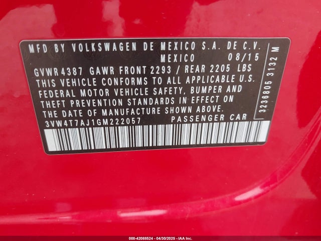 3VW4T7AJ1GM222057 Volkswagen Jetta 2.0t Gli Se