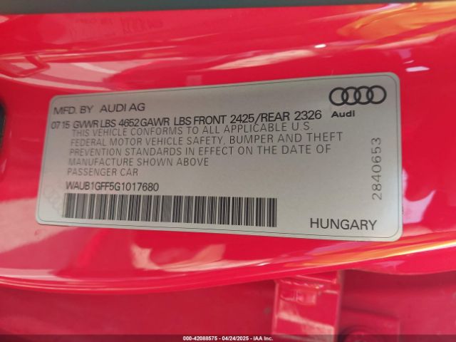 WAUB1GFF5G1017680 Audi S3