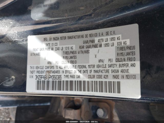 3MZBPABM5PM358385 Mazda Mazda3 2.5 S Select