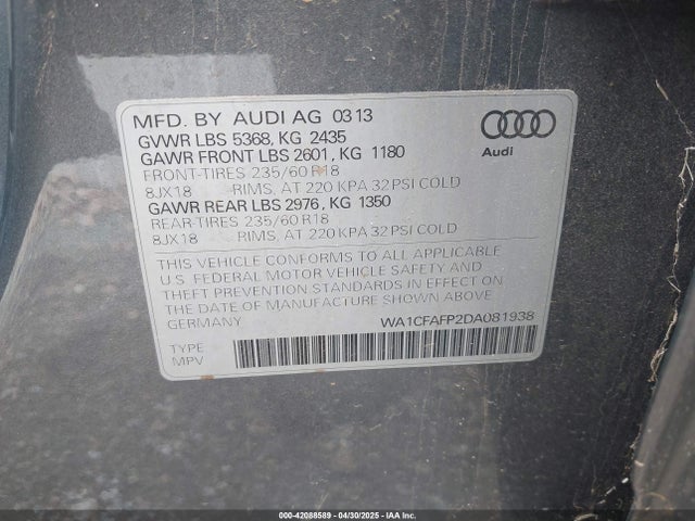 2013 AUDI Q5 WA1CFAFP2DA081938 Photo 8