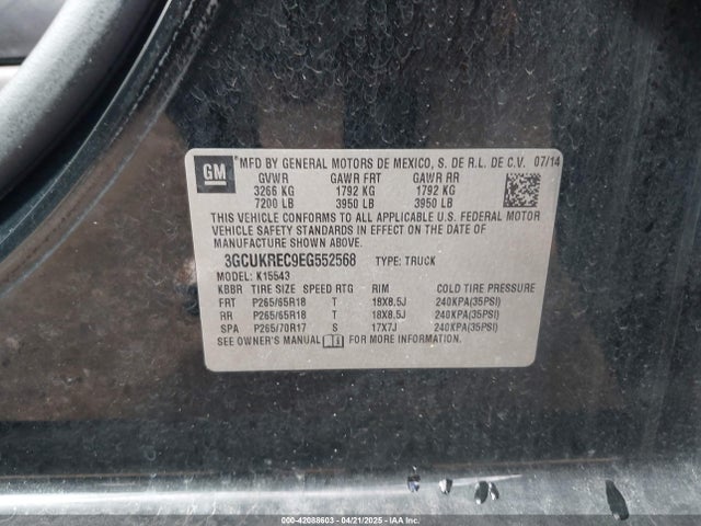 3GCUKREC9EG552568 Chevrolet Silverado 1500 1lt