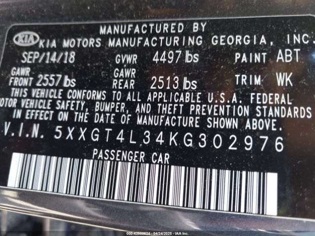 5XXGT4L34KG302976 KIA Optima S