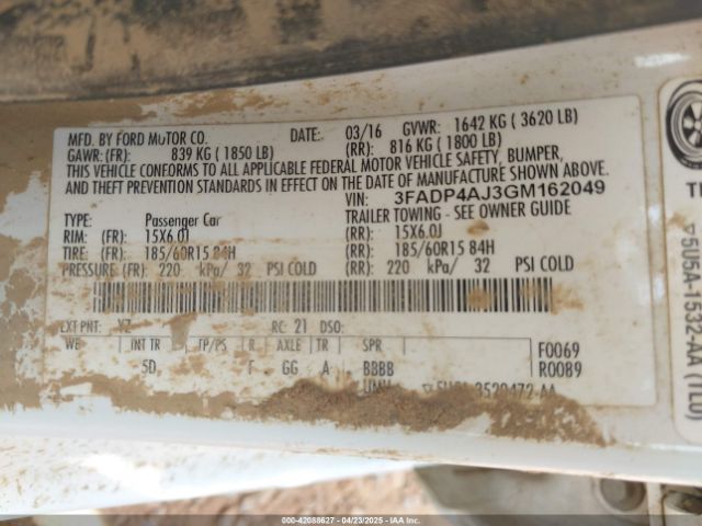 3FADP4AJ3GM162049 Ford FIESTA S
