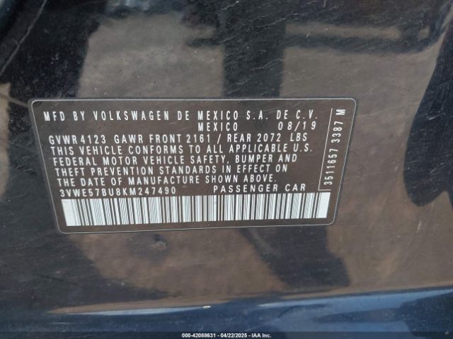 3VWE57BU8KM247490 Volkswagen Jetta 1.4t Sel