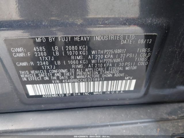 4S4BRBCCXE3218917 Subaru Outback 2.5i Premium