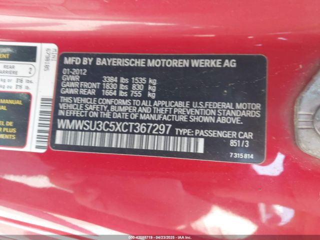 2012 MINI COOPER WMWSU3C5XCT367297 Photo 8