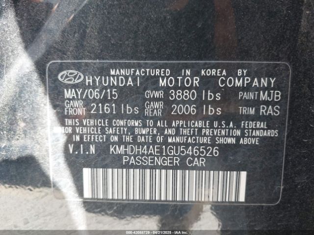 2016 HYUNDAI ELANTRA KMHDH4AE1GU546526 Photo 8