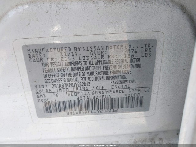 3N1AB7AP6JY232812 Nissan SENTRA S