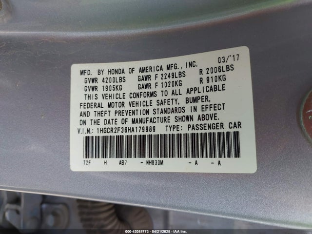 1HGCR2F36HA179989 Honda ACCORD LX