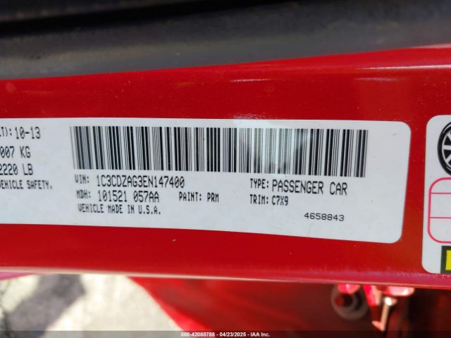 1C3CDZAG3EN147400 Dodge AVENGER SE